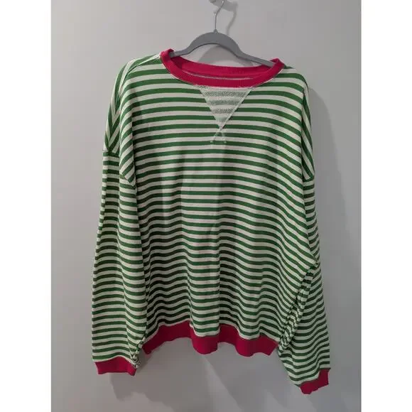 NWOT We The Free Classic Striped Crewneck Sweatshirt - Picture 2 of 4
